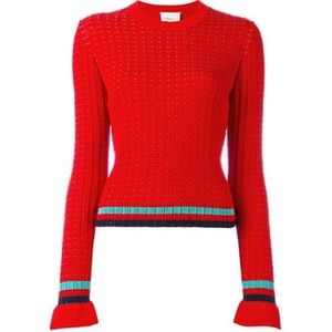 3.1 PHILLIP LIM Red Striped ribbed-knit sweater